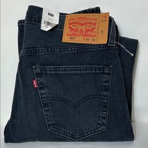Levi’s 501’s Men’s Size 33 X 34 Dark Blue Jeans Button Zipper Front Stretch NWT